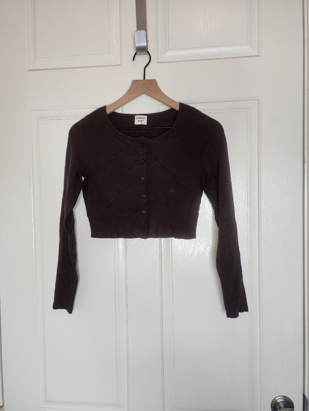 Aritzia Sunday Best Chocolate Brown Cropped Cardigan - EUC!